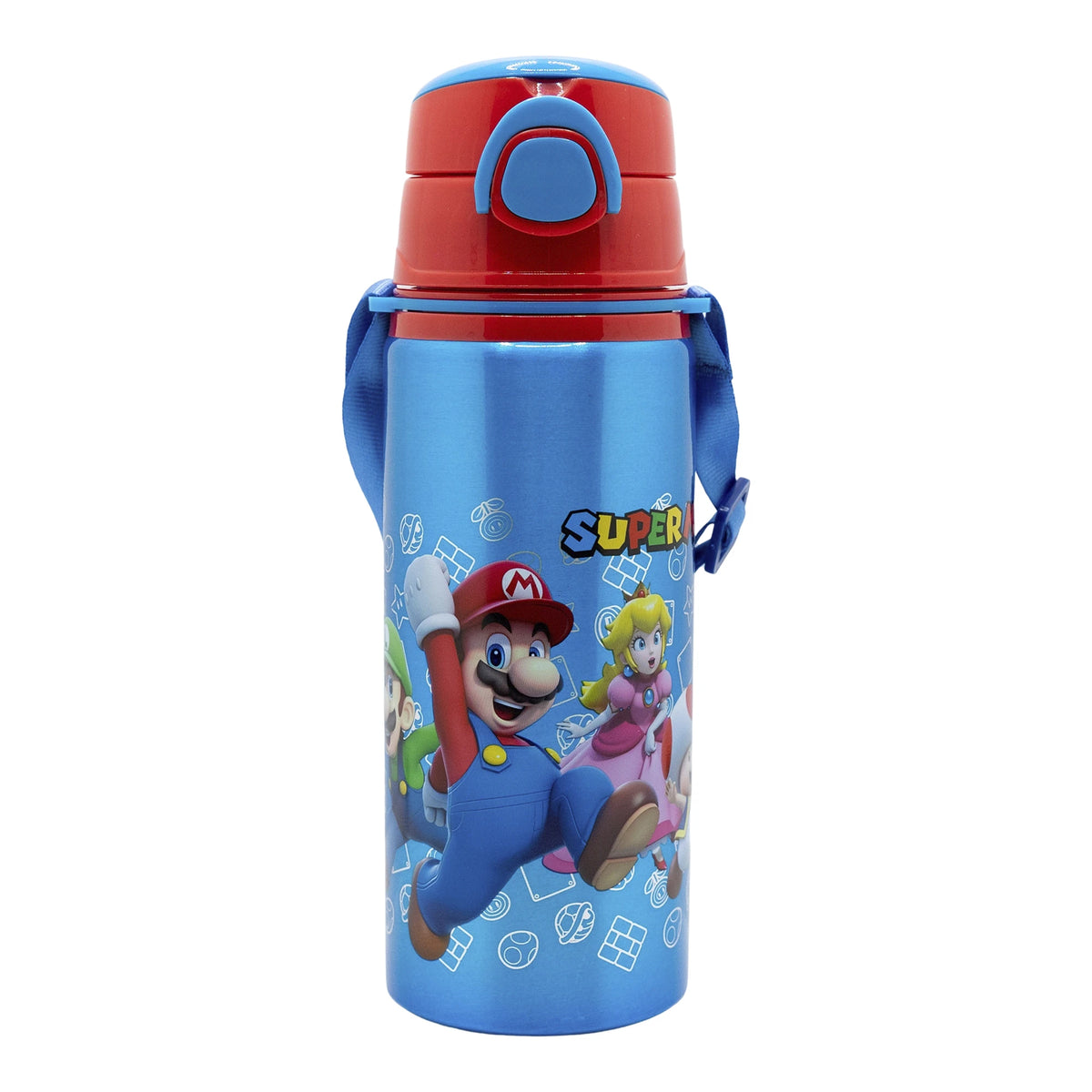 Botella de Aluminio Super Mario con Correa de Transporte