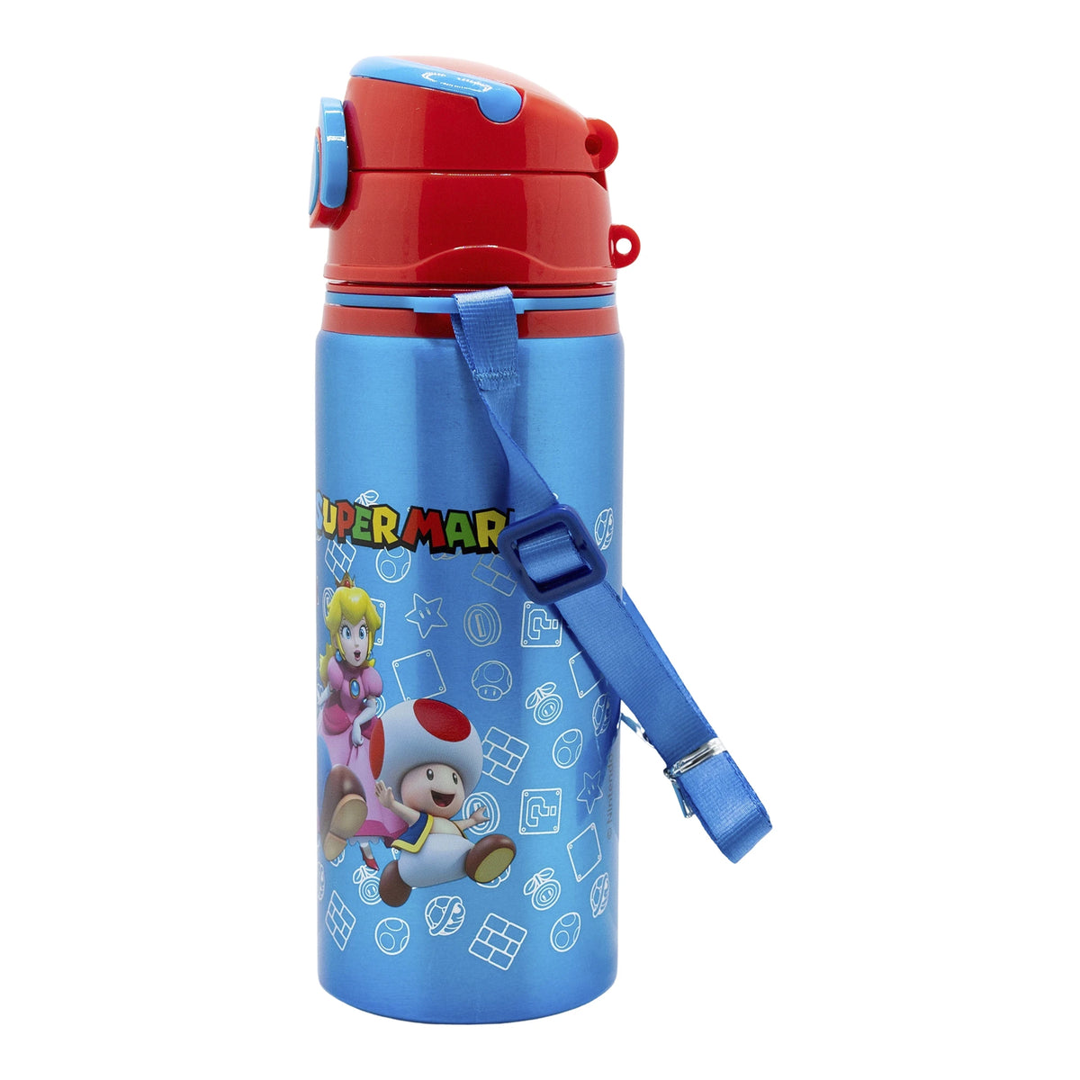 Botella de Aluminio Super Mario con Correa de Transporte