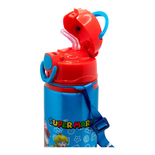 Botella de Aluminio Super Mario con Correa de Transporte