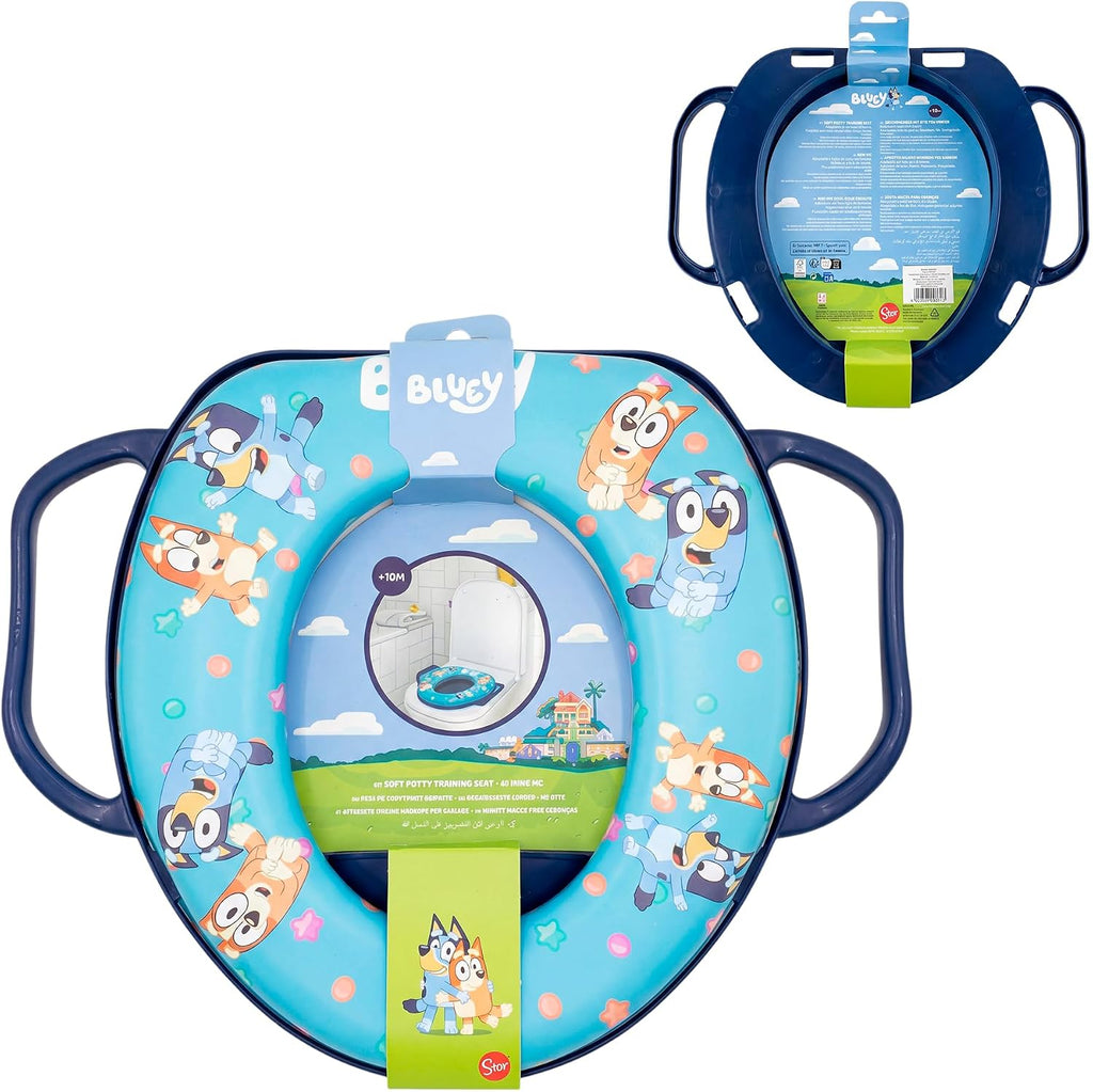 Reductor de Baño Infantil Bluey con Asas | Asiento WC Entrenador | Producto Oficial | Asas de Sujeción | Cojín Suave | Fácil de Limpiar | Stor