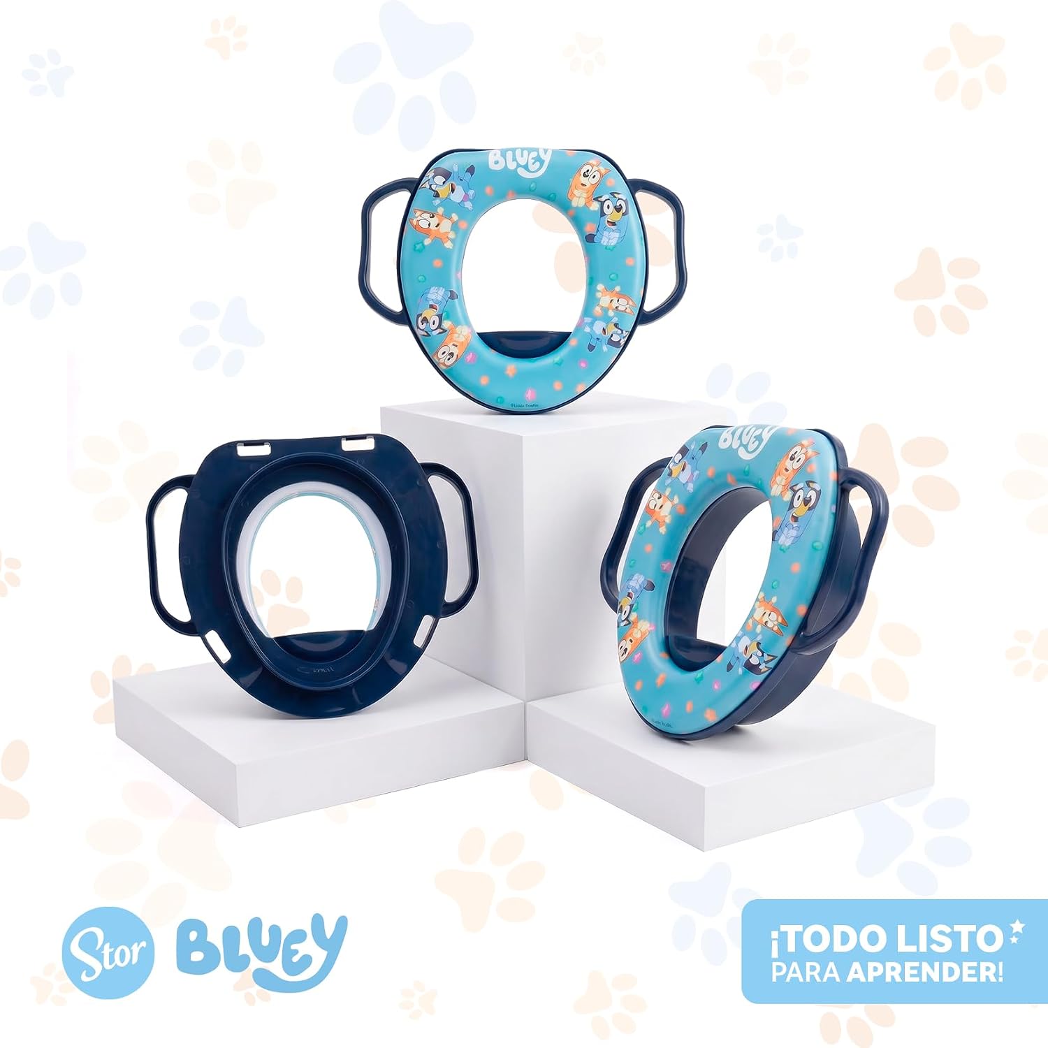 Reductor de Baño Infantil Bluey con Asas | Asiento WC Entrenador | Producto Oficial | Asas de Sujeción | Cojín Suave | Fácil de Limpiar | Stor