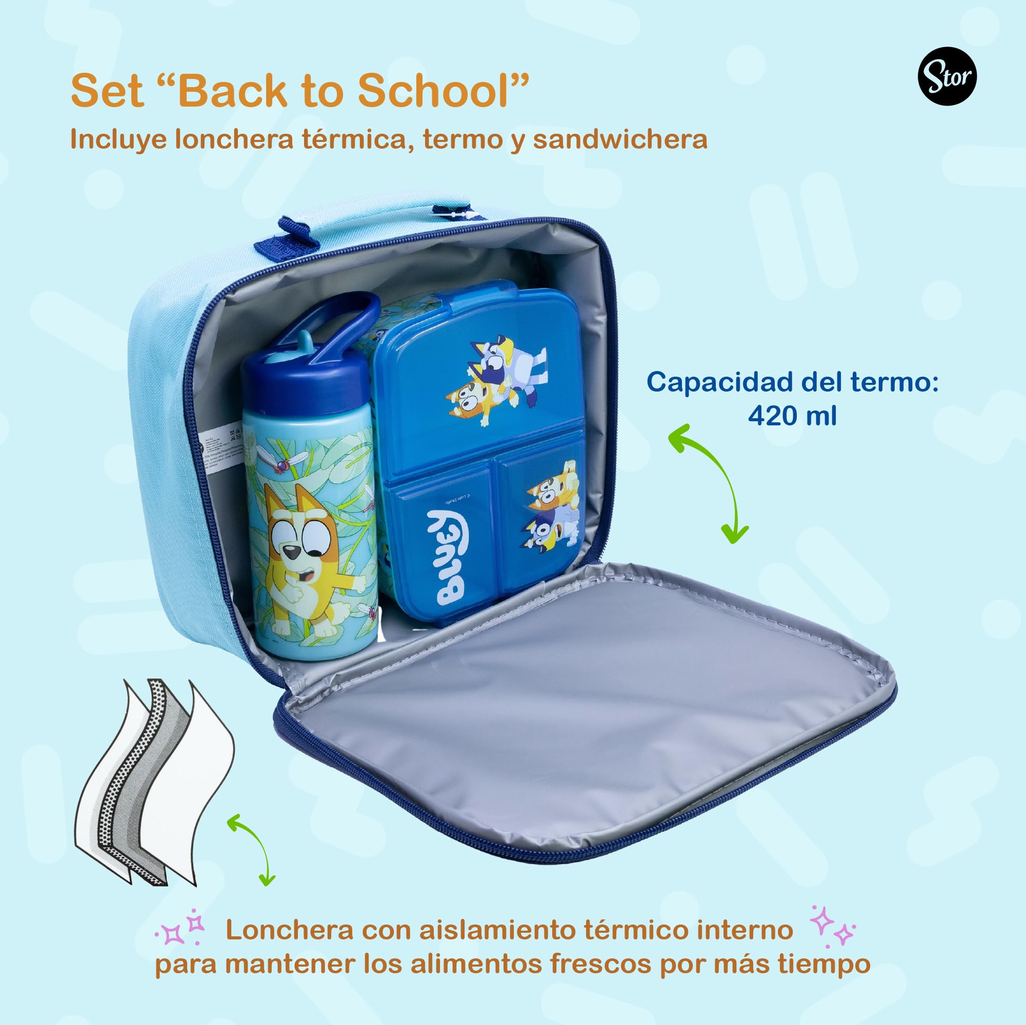 Stor – Set Regreso a Clases Minecraft 3 Piezas | Lonchera Térmica + Sandwichera XL con Compartimentos + Botella 420 ml | Producto Oficial | Libre de BPA