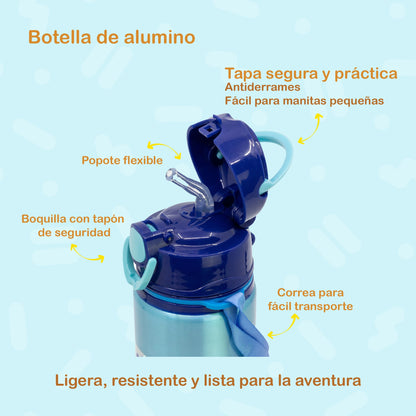 Botella de Aluminio Bluey con Correa de Transporte