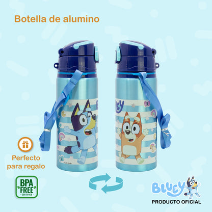 Botella de Aluminio Bluey con Correa de Transporte