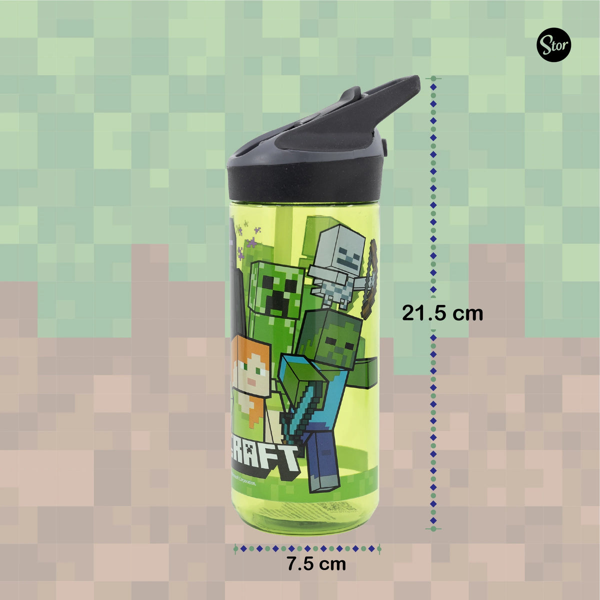 Botella Ecozen Premium Minecraft con Asa y Popote