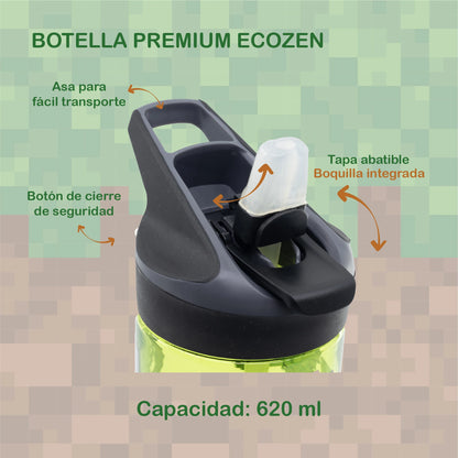 Botella Ecozen Premium Minecraft con Asa y Popote