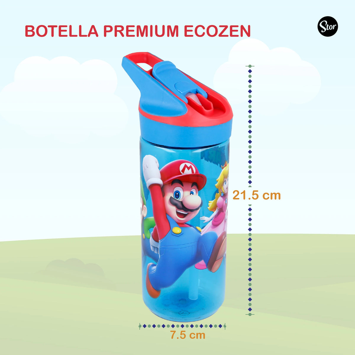 Botella Ecozen Premium Super Mario con Asa y Popote