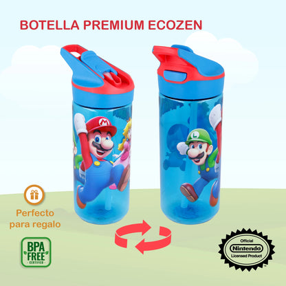 Botella Ecozen Premium Super Mario con Asa y Popote