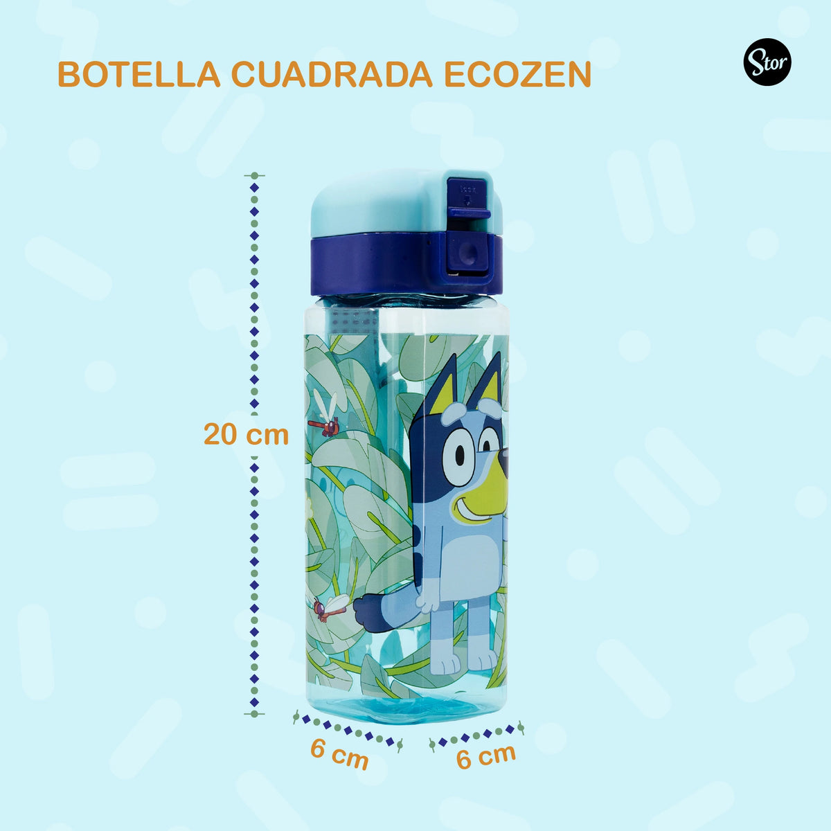 Botella Ecozen Square Bluey con Cierre de Seguridad