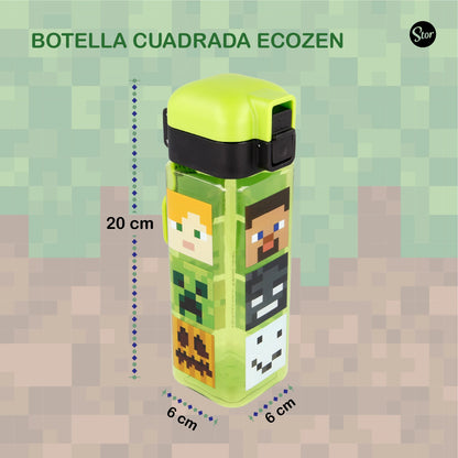 Botella Ecozen Square Minecraft con Cierre de Seguridad