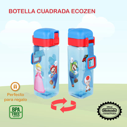 Botella Ecozen Square Super Mario con Cierre de Seguridad