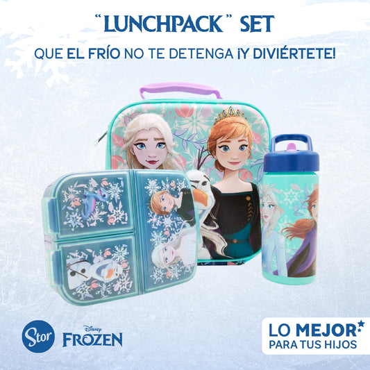 Set Frozen 3D con Lonchera Térmica, Sandwichera y Botella