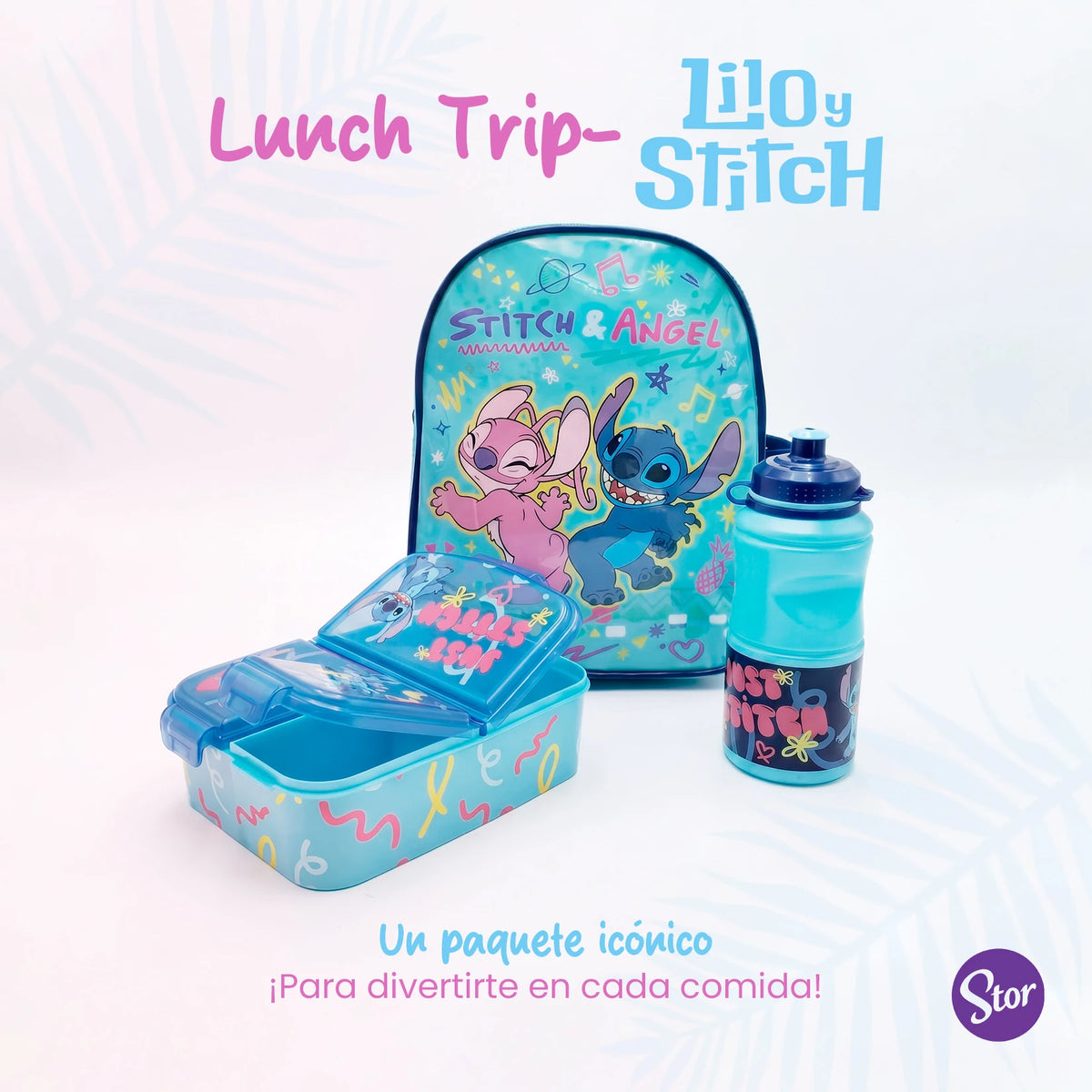 Set Stitch con Lonchera de Correas, Sandwichera y Botella