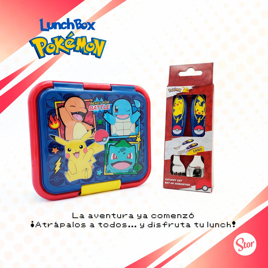 Lonchera Multicompartimento Pokémon con Cubiertos