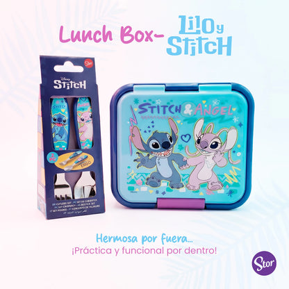 Lonchera Multicompartimento Disney Stitch con Cubiertos