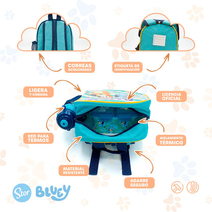 Set Bluey con Lonchera de Correas, Sandwichera y Botella