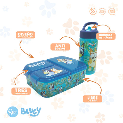 Set Bluey 3D con Lonchera Térmica, Sandwichera y Botella