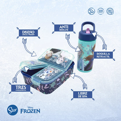Set Frozen 3D con Lonchera Térmica, Sandwichera y Botella