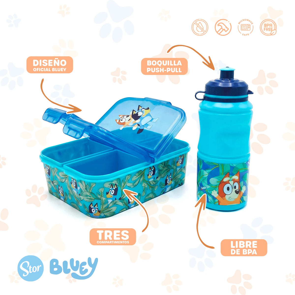 Set Bluey con Lonchera de Correas, Sandwichera y Botella