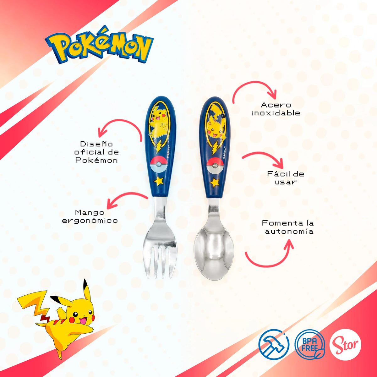 Lonchera Multicompartimento Pokémon con Cubiertos