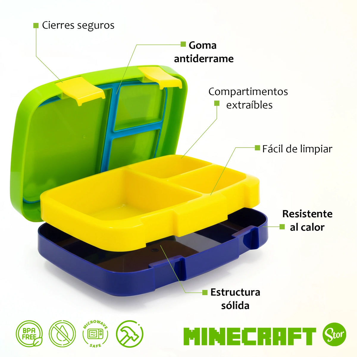 Sandwichera BentoPro Minecraft Multicompartimento