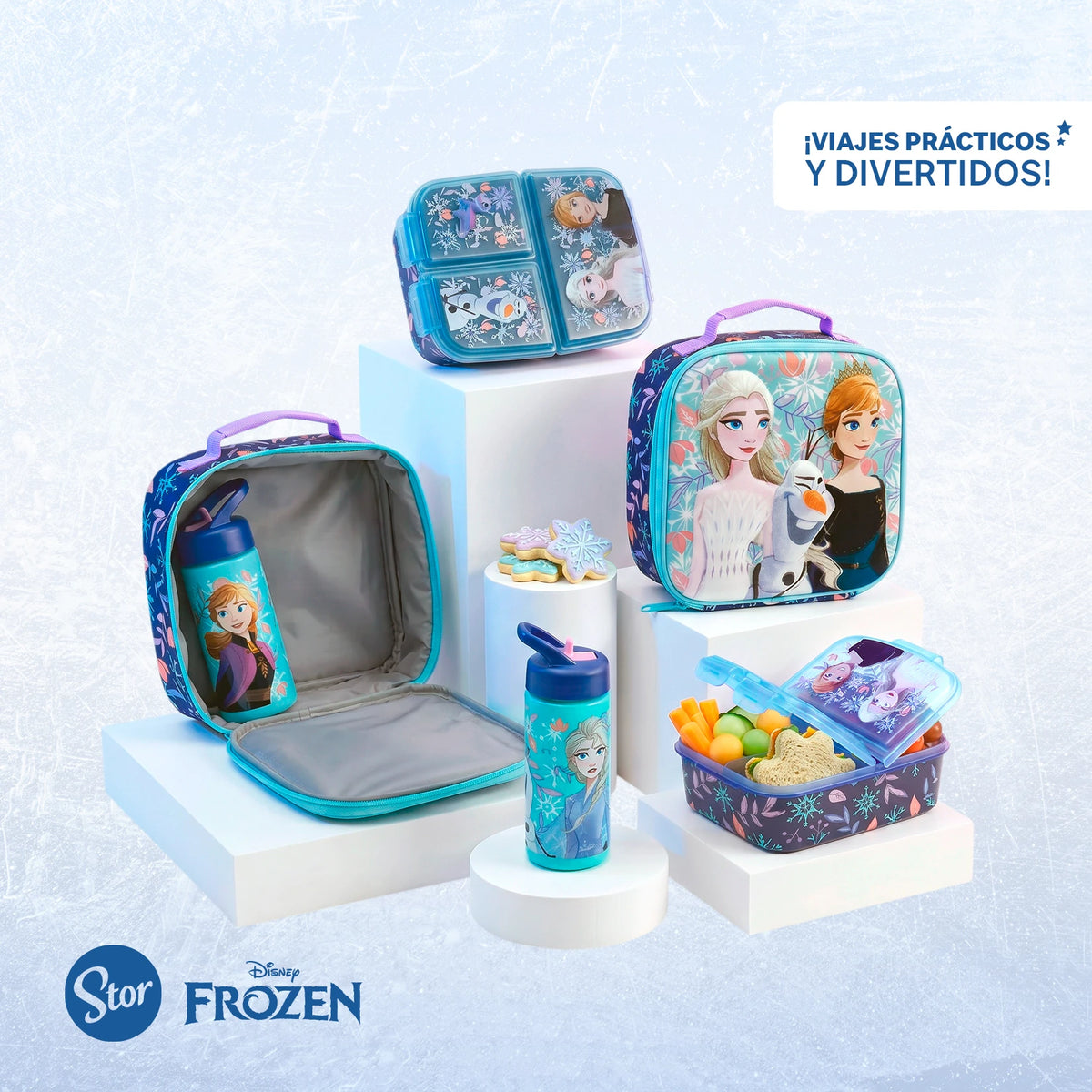 Set Frozen 3D con Lonchera Térmica, Sandwichera y Botella