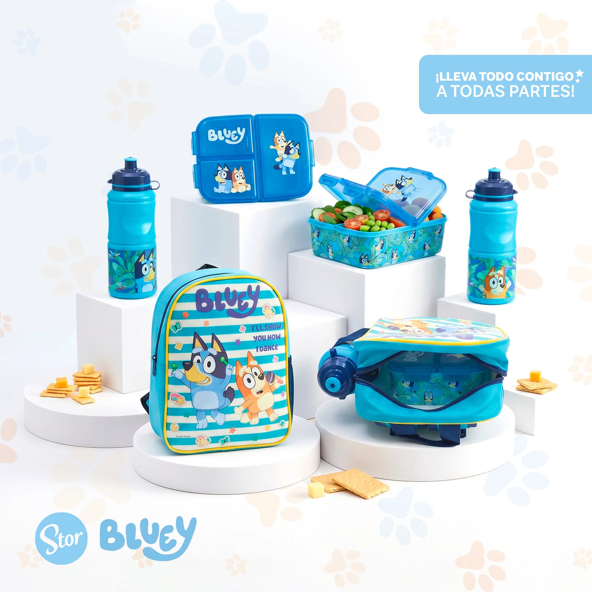 Set Bluey con Lonchera de Correas, Sandwichera y Botella