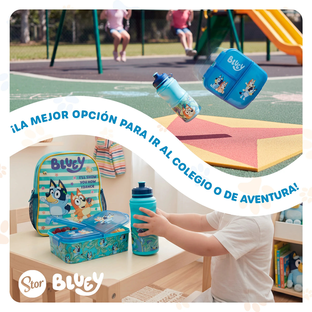 Set Bluey con Lonchera de Correas, Sandwichera y Botella
