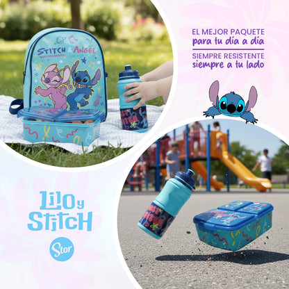 Set Stitch con Lonchera de Correas, Sandwichera y Botella