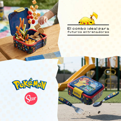 Lonchera Multicompartimento Pokémon con Cubiertos
