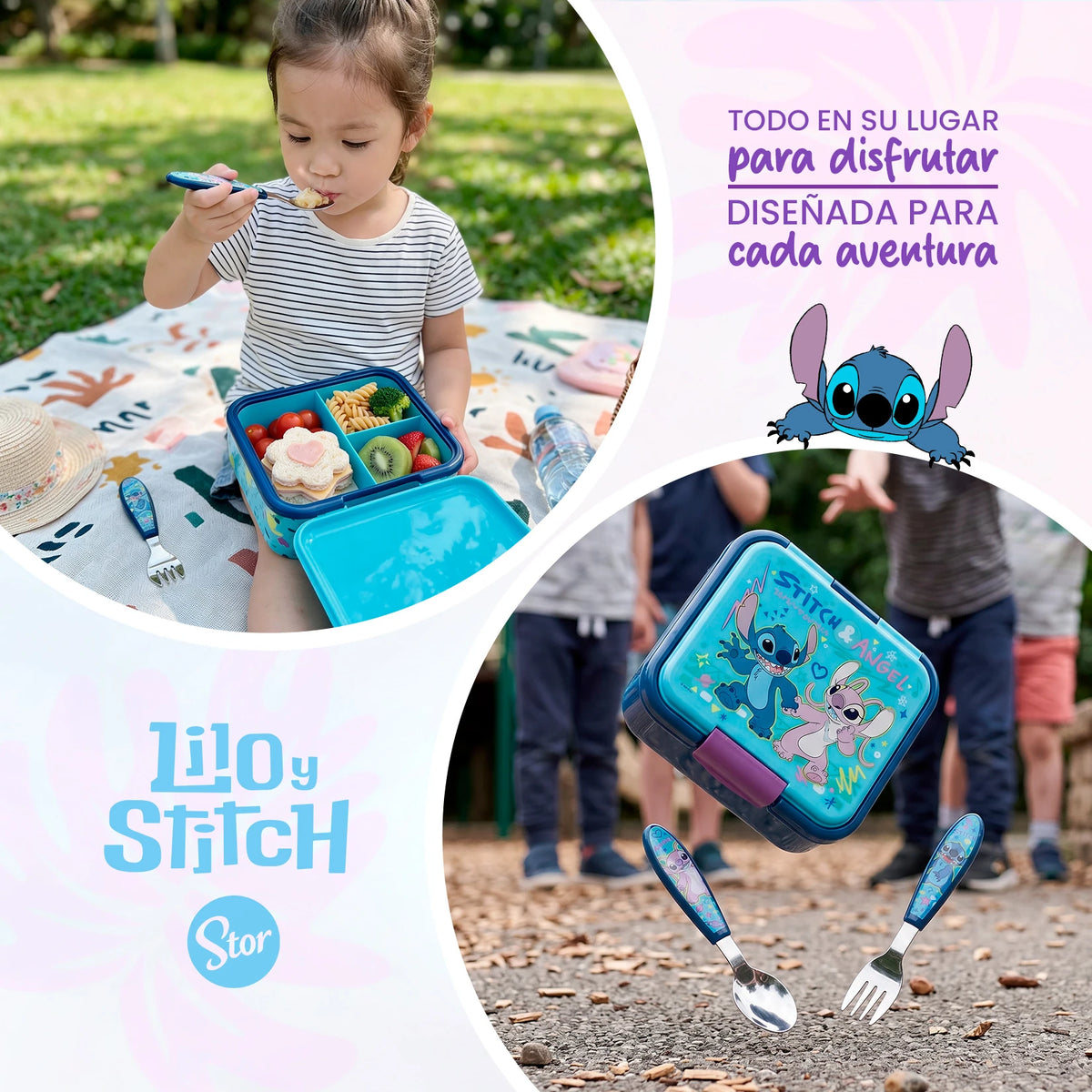 Lonchera Multicompartimento Disney Stitch con Cubiertos