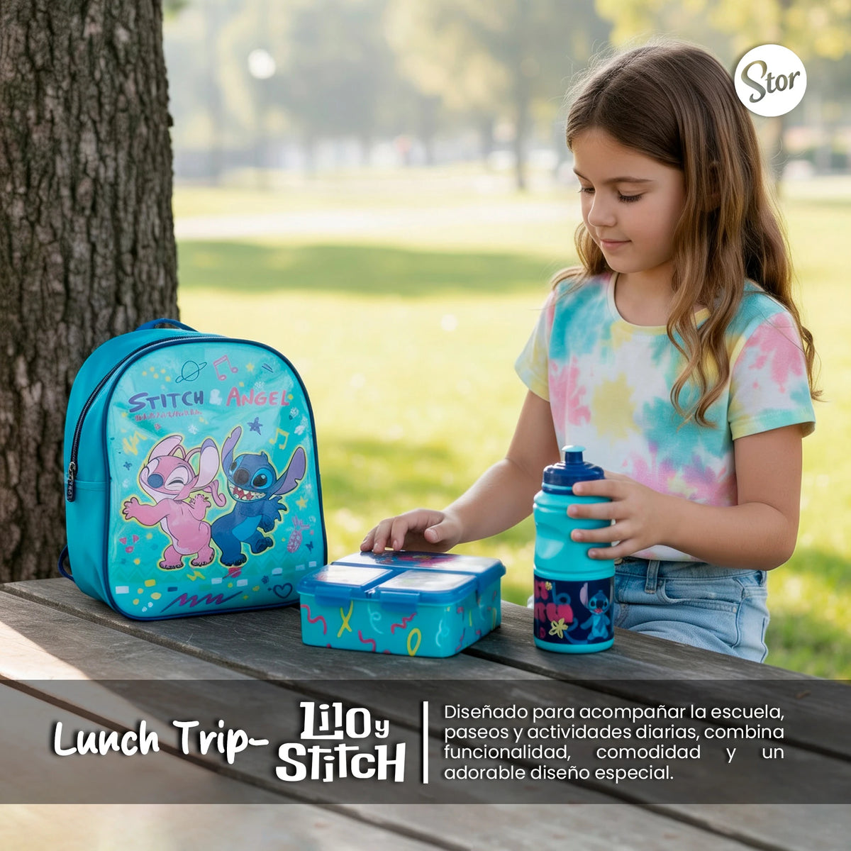 Set Stitch con Lonchera de Correas, Sandwichera y Botella