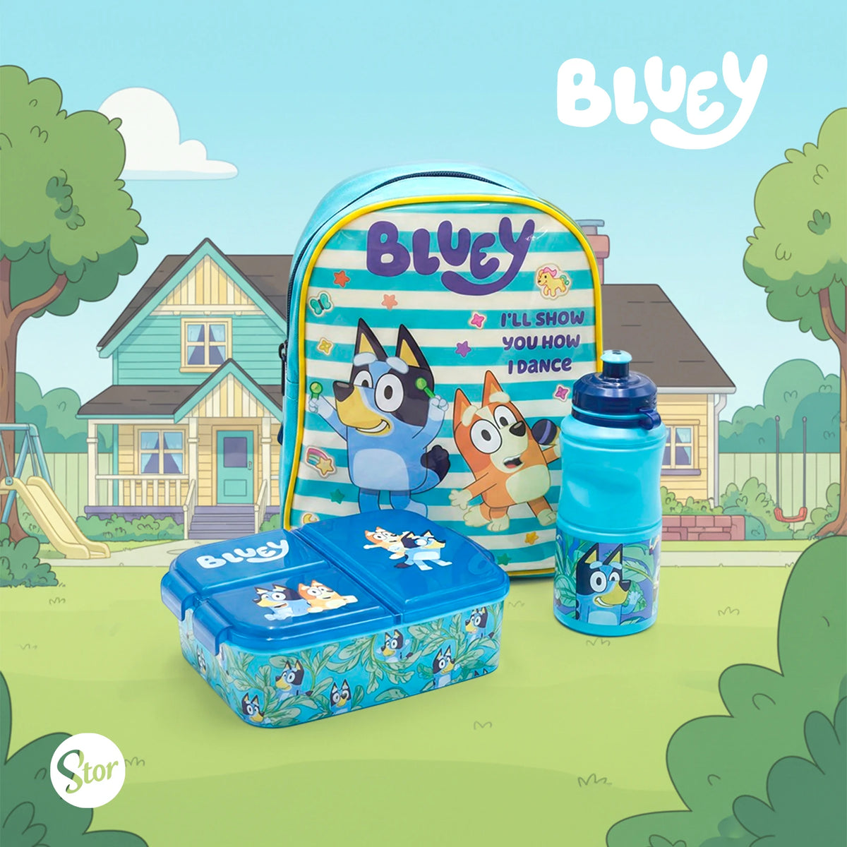Set Bluey con Lonchera de Correas, Sandwichera y Botella
