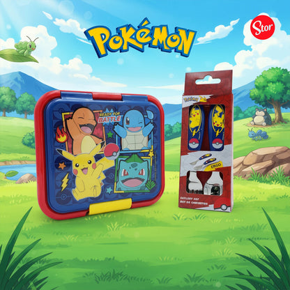 Lonchera Multicompartimento Pokémon con Cubiertos