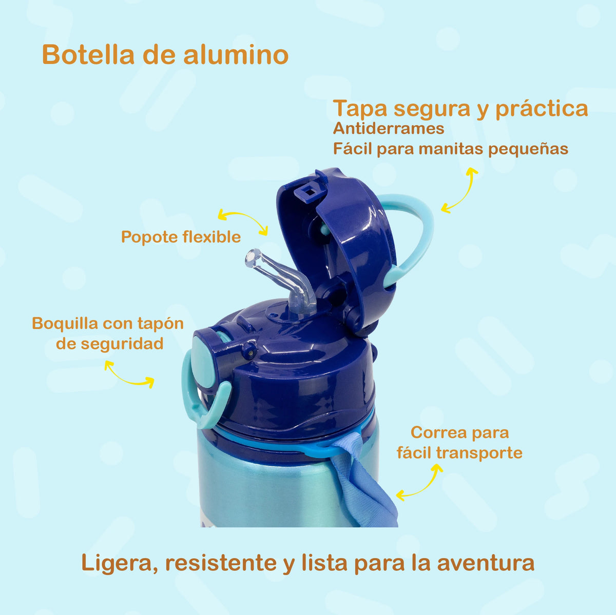 Set de 2 Botellas Bluey, Spray y Aluminio para Niños